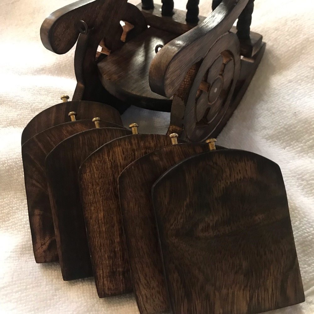 Wood Coasters with Rocking Chair Holder - Picture 4 of 4